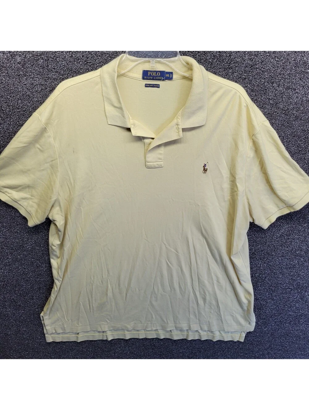 Ralph Lauren Polo Shirt Mens 2XL Yellow Pima Soft Touch Casual Short Sleeve READ